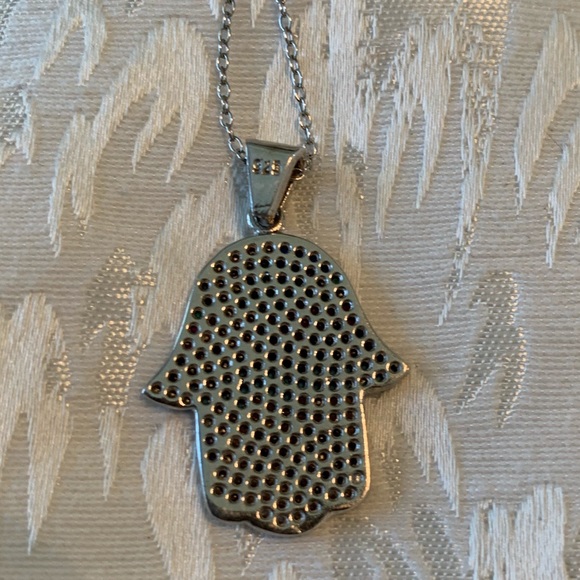 Sterling Silver Sevil Hamsa Statement Necklace - Picture 4 of 6